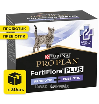 Пробіотик з пребіотиком для котів Фортіфлора Purina Pro Plan FortiFlora Plus для здоров'я ШКТ 1,5 г 30 шт (8445290507495)