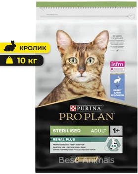 Сухий корм для стерилізованих котів Purina Pro Plan Sterilised Adult 1+ Renal Plus Пуріна Проплан з кроликом 10 кг (7613033566486)