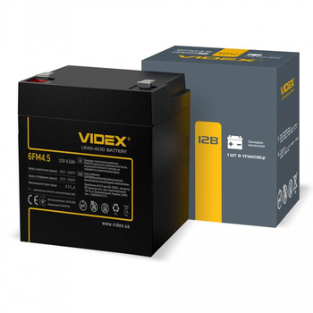Аккумулятор свинцово-кислотный VIDEX 6FM4.5; 12V 4.5Ah color box (58727)