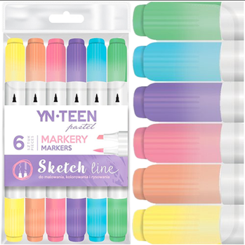 Набір маркерів YN Teen Sketch Line Pastel 6 кольорів (5902277296290)