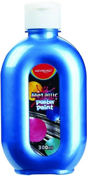 Farba plakatowa w butelce Keyroad Metallic niebieska 300 ml (6941288721734)