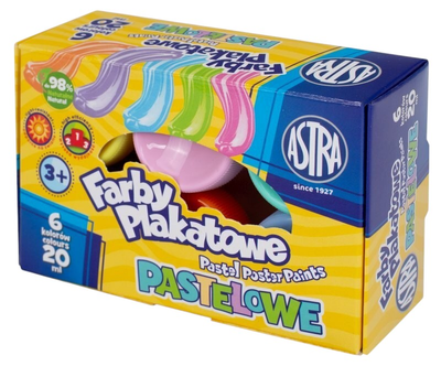 Zestaw farb plakatowych Astra pastelowych 6 kolorów 20 ml (5901137164281)