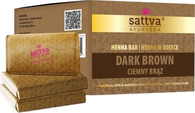 Хна для волосся Sattva Ayurveda в брусочку Dark Brown 3 х 80 г (5903794189164)