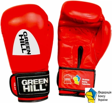 Перчатки Боксерские KNOCK GREEN HILL 10 унций Красный с печатью ФБУ