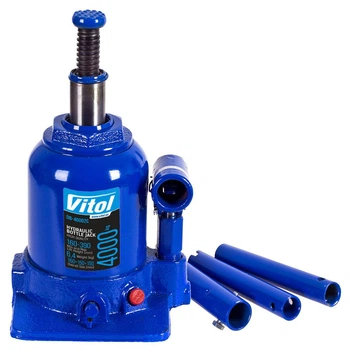 Домкрат гідравлічний телескоп VITOL 4т 2 циліндри / коробка / min 160мм - max 390мм / 6,4кг
