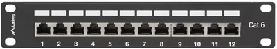 Panel krosowy Lanberg 10" 1U Cat6 12xRJ45 do szafy/racka serwerowego (PPF6-9012-B)