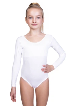 Купальник для танцев с длинным рукавом Dance & Sport N 6029 бифлекс M/116-122 Белый
