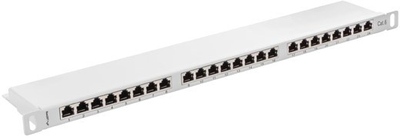 Патч-панель Lanberg 24 port 0.5U kat.6 екранований Silver (PPS6-0024-S)