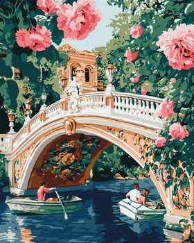Картина по номерам 40х50 см. Мост и цветы ©art_selena_ua Идейка. KHO3664