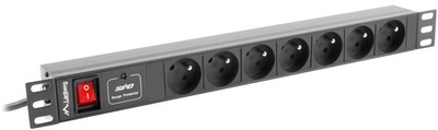 Listwa przeciwprzepięciowa Lanberg Rack 19" 1U 10A PDU PRO 7 gniazd 2 m Black (PDU-07E-0200-IEC-BK)