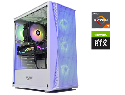 Игровой ПК DarkFlash White Tower / AMD Ryzen 5 7500F (6 (12) ядер по 3.7 - 5.0 GHz) / 32 GB DDR5 / 1000 GB SSD M.2 / nVidia GeForce RTX 4060, 8 GB GDDR6, 128-bit / 850W б/у