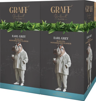 Упаковка чаю чорного Graff Earl Grey Байховий з ароматом бергамоту 20 пакетиків х 1.8 г x 2 пачки (4820279611471)