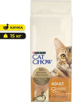 Сухий корм для дорослих котів Purina Cat Chow Adult Пуріна Кет Чао з качкою 15 кг (7613035394889)