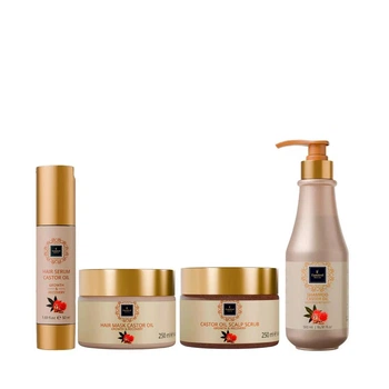 Набор Famirel Castor Oil: сыворотка, маска, уход, шампунь (085779, 085762, 085786, 085748)