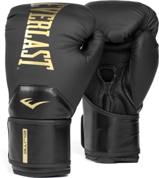Боксерские перчатки Everlast ELITE 2 BOXING GLOVES (P00003270) Унисекс 10 унций Черно-золотые (009283623708)