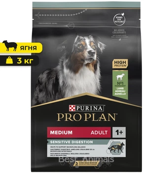Сухий корм для собак середніх порід Purina Pro Plan Пуріна Проплан з ягням 3 кг (7613035214798)