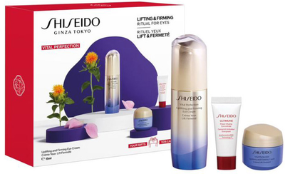 Набір Shiseido Vital Perfection Крем для очей Ущільнюючий і ліфтинговий 15 мл + Концентрат Ultimune Power Infusing 5 мл + Крем Vital Perfection ущільнюючий і ліфтинговий 15 мл (3423222114183)