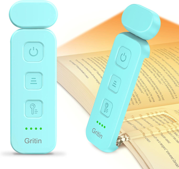 Настольная лампа для чтения аккумуляторная Gritin LED Book Light Blue 500 mAh до 80 ч работы (G1313)