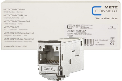 Moduł Metz Connect RJ45 E-DAT Cat.6A 8(8) 180° (130910-Z)