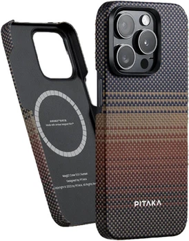Карбоновий чохол Pitaka MagEZ Case 5 Sunset для iPhone 15 Pro Синій + Помаранчевий (KI1501SU)
