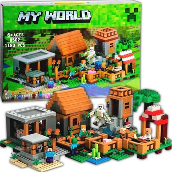 Конструктор для мальчиков и девочек My world Майнкрафт 8502 "Деревня" 1180 деталей