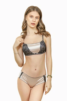 Комплект женский кружевной топ и трусики-слипы Felisiya Lingerie Серебристый пион 2009+276-168а170 L