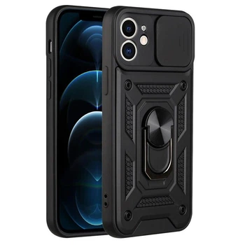 Протиударний чохол Armor Ring + захиcт камери для iPhone 11 case Simon чорний