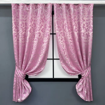 Комплект коротких штор VR-Textil Жаккард Вензель № 476ш Розовый 130х170 см 2 шт (35-0202)