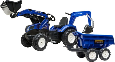Дитячий трактор Falk Ranch 3090W на педалях із причепом, переднім і заднім ковшем Синій (3090W) (3016203090233)