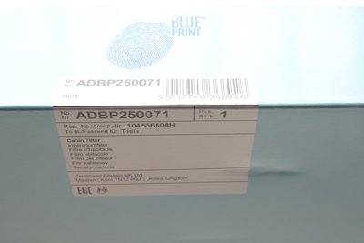 Фільтр салону Tesla Model X 15- вугільний - ADBP250071 BLUE PRINT