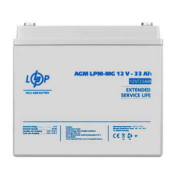 Аккумулятор мультигелевый LPM-MG 12V - 33 Ah + справа (30031) LogicPower