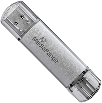 Флеш пам'ять USB MediaRange MR936 Combo Flash Drive 32GB USB 3.0 + Type-C Silver (4260459614173)