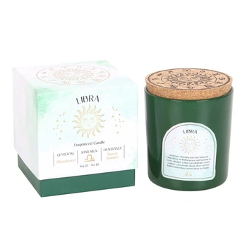 Зодіакальна ароматична свічка Elements of home fragrance з кристалами Терези. Аромат жасмин, камінь геліотроп