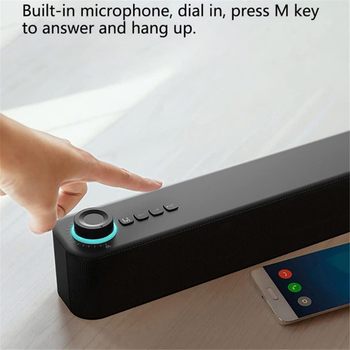 Звуковая портативная панель Smalody С08, Bluetooth и FM-радио, Встроенный аккумулятор, Совместим с ПК/ноутбуком/смартфоном/проектором. Цвет - Черный