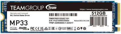 Накопитель SSD Team 512GB MP33 M.2 2280 PCIe 3.0 x4 3D TLC (TM8FP6512G0C101)