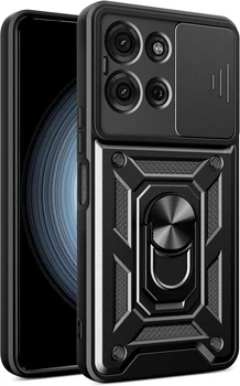 Чехол Hide Shield для Motorola Moto G75 бампер противоударный с подставкой кольцом Black