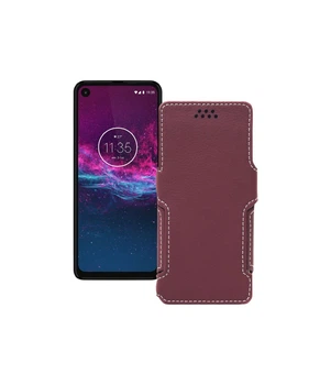 Чохол-книжка з екошкіри для телефону Motorola One Action Бордовий