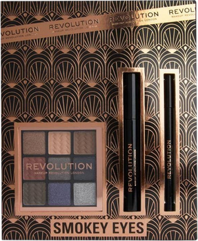 Zestaw Makeup Revolution Smokey Eyes konturówka do oczu + tusz do rzęs + paletka cieni do powiek (5057566640046)