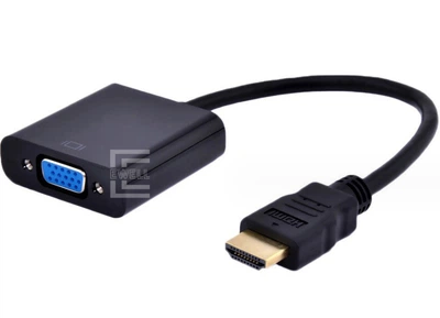 Адаптер Ewell HDMI to VGA, 1080p, черный, 20 см (EW534)