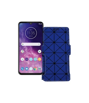 Чохол-книжка з екошкіри для телефону Motorola One Zoom Синій ромб