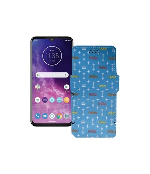 Чохол-книжка з екошкіри для телефону Motorola One Zoom Фешн блакитний