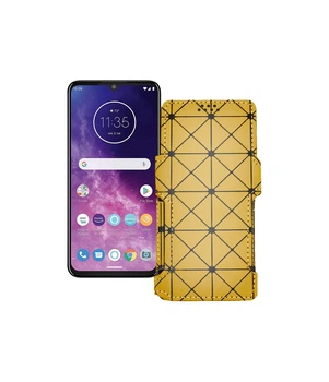 Чохол-книжка з екошкіри для телефону Motorola One Zoom Золотий ромб