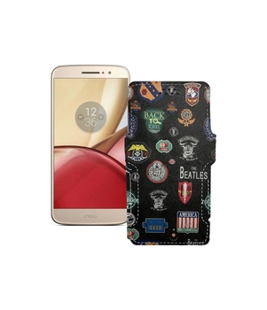 Чохол-книжка з екошкіри для телефону Motorola Moto M (xt1663) Бітлз