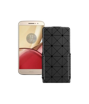 Чохол-флип з екошкіри для телефону Motorola Moto M (xt1663) Чорний ромб