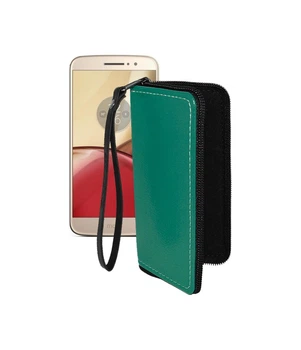 Чохол-гаманець з екошкіри для телефону Motorola Moto M (xt1663) Тм. Бірюзовий