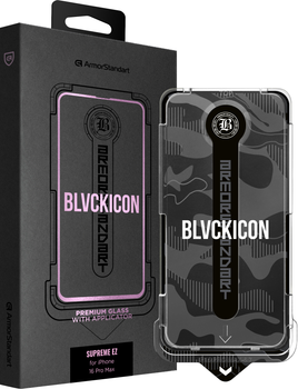 Захисне скло з аплікатором ArmorStandart Black Icon Supreme EZ для Apple iPhone 16 Pro Max Black (ARM80850)