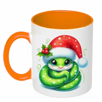 Чашка с печатью "Новогодняя змея" (цвет оранжевый) (21631)