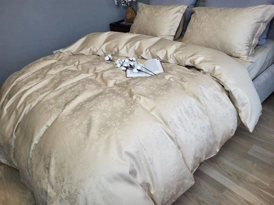 Комплект постельного белья Євро Сатин JACQUARD, ROSE BEIGE