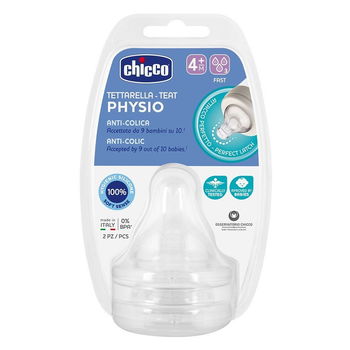 Соска силіконова швидкий потік 2 шт Chicco Physio 4m + (8058664122219)