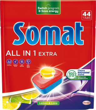 Таблетки для посудомийної машини Somat All in 1 Extra Lemon & Lime 44 шт (9000101809251)